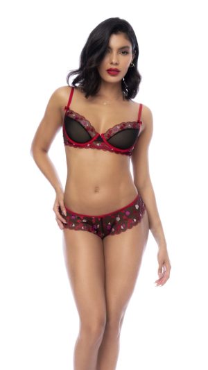 Tempting Heart Embroidered Lingerie Set for a Sensual Night